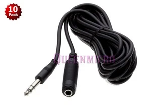 Cable de instrumento para guitarra DJ 10x 10 pies 1/4" 6,35 mm extensión estéreo macho a hembra - Imagen 1 de 2