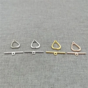 5sets of 925 Sterling Silver Triangle Drop Toggle Clasps for Bracelet Necklace - Picture 1 of 8