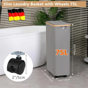 Wäschekorb mit Rollen Pfandflaschen Behälter Extra Große Wäschesammler 75L - Bild 1 von 15