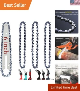 4-Pack 6-Inch Mini Chainsaw Replacement Chains with Guide Bar for Easy Cutting - Picture 1 of 9