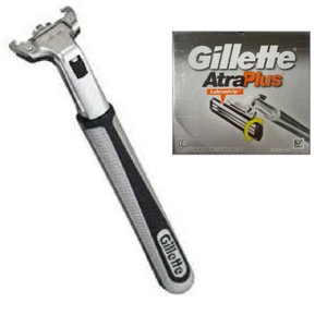 Gillette Atra Plus Razor Handle (Vector) + 10 Gillette Atra Plus Blades (No Box) - Picture 1 of 1