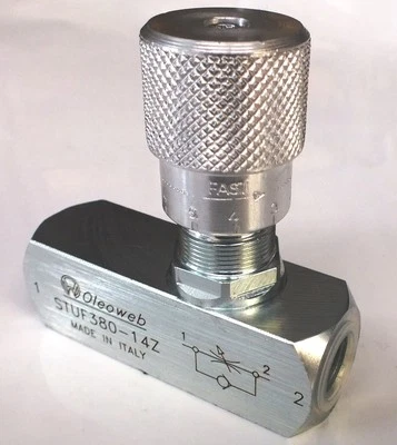 1/4 inch BSP Hydraulic Needle Flow Control Valve With Reverse Flow Check 400 bar - Image 1 of 4