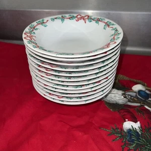 International Tableworks Weihnachten Bänder Set 12 Rand Suppe Müslischalen 6,75" EX - Bild 1 von 4