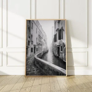 Venice Italy Morning Mood - Black And White Photography Print - Premium Matte - Picture 1 of 4