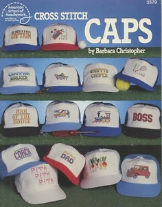 American School of Needlework Booklet 3579 Cross Stitch Caps 32 Charts Flag, Dad - Picture 1 of 2
