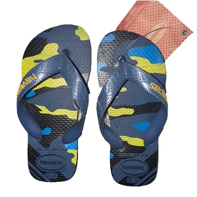 NUEVO CON ETIQUETAS HAVAIANAS Niños Azul Camuflaje Camuflaje Chanclas Sandalias Talla 10 C Nuevas Foto 1 de 3
