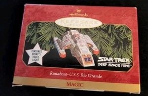 1999 HALLMARK KEEPSAKE ORNAMENT STAR TREK RUNABOUT U.S.S. RIO GRANDE Worf NIB - Picture 1 of 4