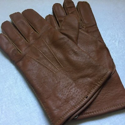 Vintage 1990s Premium quality Brown Leather Pigskin Winter Gloves Lined Size L - Image 1 of 4