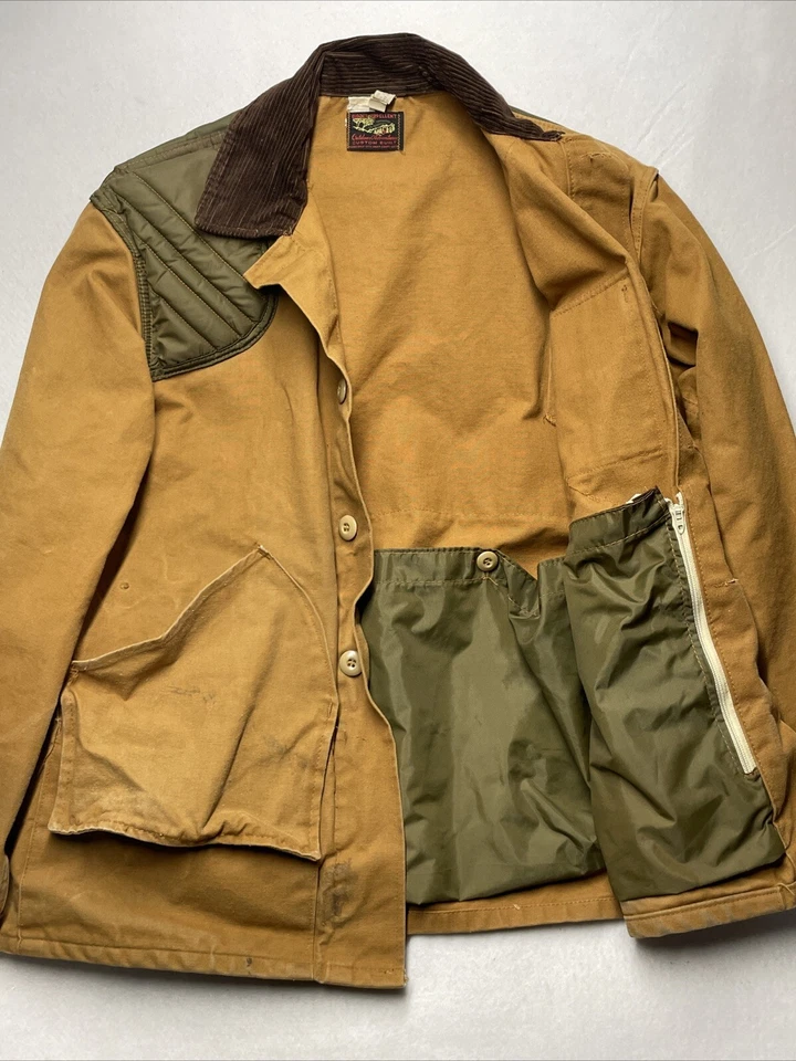 Jaqueta de caça vintage personalizada anos 70 G GG bolsos internos externos veado pato  - Imagem 1 de 4
