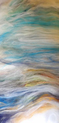 Beach Hut Rainbow Sparkle Carded Art Batt 25-100g Soft Wool & Silk Felt or Spin - Image 1 of 4