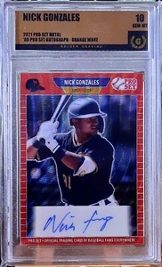 Nick Gonzales 2021 Leaf Pro Set Metal '89 Pro Set Autograph Orange Wave GG 10 - Picture 1 of 2
