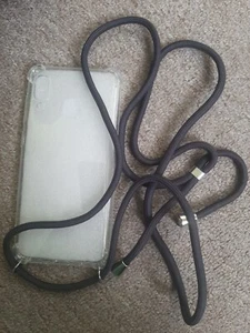 Case For Samsung A20 / A30 Lanyard Clear Cover with strap - Zdjęcie 1 z 2