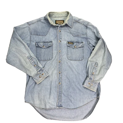 Camisa vintage Remington Western Chambray abotonada para hombre talla L desgastada descolorida Foto 1 de 4