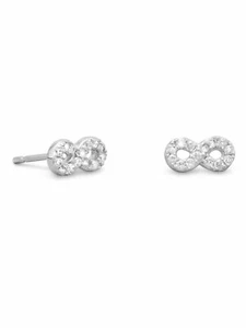 Aretes Infinity Post con Circonita Cúbica Rodio en Esterlina - Sin Deslustre - Imagen 1 de 1