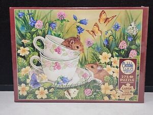 NEW "TEA FOR TWO Mice" Cobble Hill Puzzle 275 Pc Lg Pcs  24x18