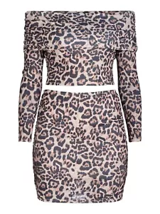 Madden NYC Women's Mesh Off the Shoulder Top and Mini Skirt Set, 2-Piece Size S - Picture 1 of 5