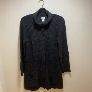 motherhood maternity Womens Medium button up cardigan turtle neck black - Picture 1 of 10