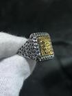 18k Gold Sterling Silver Hand Made Cable Design Cushion Halo Ring Size 6 Gift