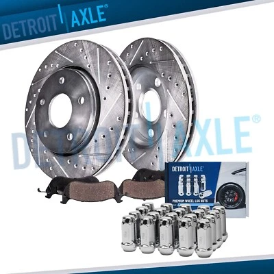 Front Drilled Rotors Brake Pads +20pc Lug Nuts for Jeep Commander Grand Cherokee - Image 1 of 4
