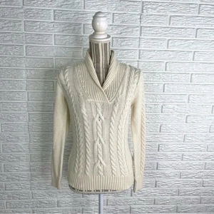 Maglione Chaps Denim Crema Maglia con Collo a Cavo Taglia S - Foto 1 di 8