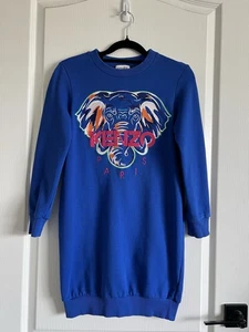 Kenzo Kids Girls Size 10 Blue Embroidered Logo Sweatshirt Dress Pullover EUC - Picture 1 of 15