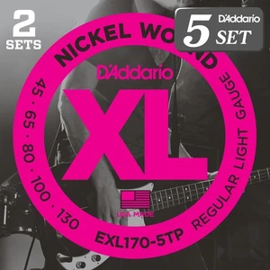 D'Addario Bass String Nickel Long Scale 5 String .045-.130 EXL170-5TP 2set Pack - Picture 1 of 2