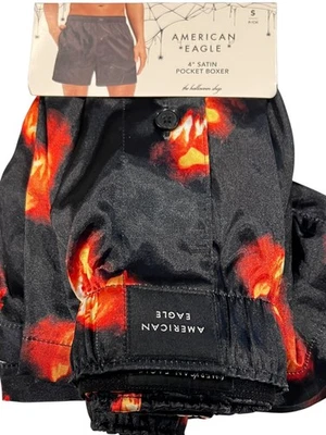 NUEVO CON ETIQUETAS AMERICAN EAGLE Boxer de Bolsillo Satinado Talla S-M-L Halloween Negro Naranja Calabaza #7 Foto 1 de 4