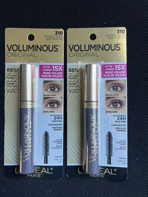 2 New Loreal Voluminous Original Mascara BLACKEST BLACK 310 Fuller Lashes - Image 1 of 2