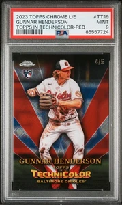 2023 Topps Chrome Logofractor Gunnar Henderson RC Technicolor Red /5 PSA 9 MINT - Picture 1 of 2