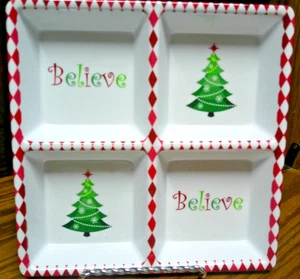 Mulberry Home Collection Melamine 8.5x8.5 CHRISTMAS Serving Tray BELIEVE    1031 - Picture 1 of 2