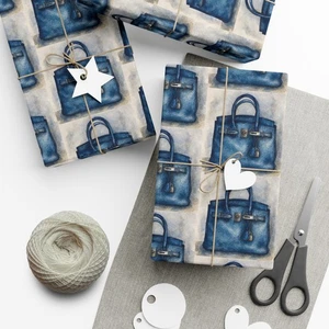 Birkin Inspired Watercolor Gift Birthday Holiday Wrapping Paper Luxury - Picture 1 of 25