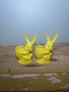 Par de Contenedores de Caramelos De Colección De Plástico de Pascua Amarillo Rosbro Conejo Decoración - Imagen 1 de 8