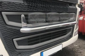Chrome Stainless Grill Bar E + White LEDs + Amber Strobes To Fit DAF XG XG+ XF - Picture 1 of 5