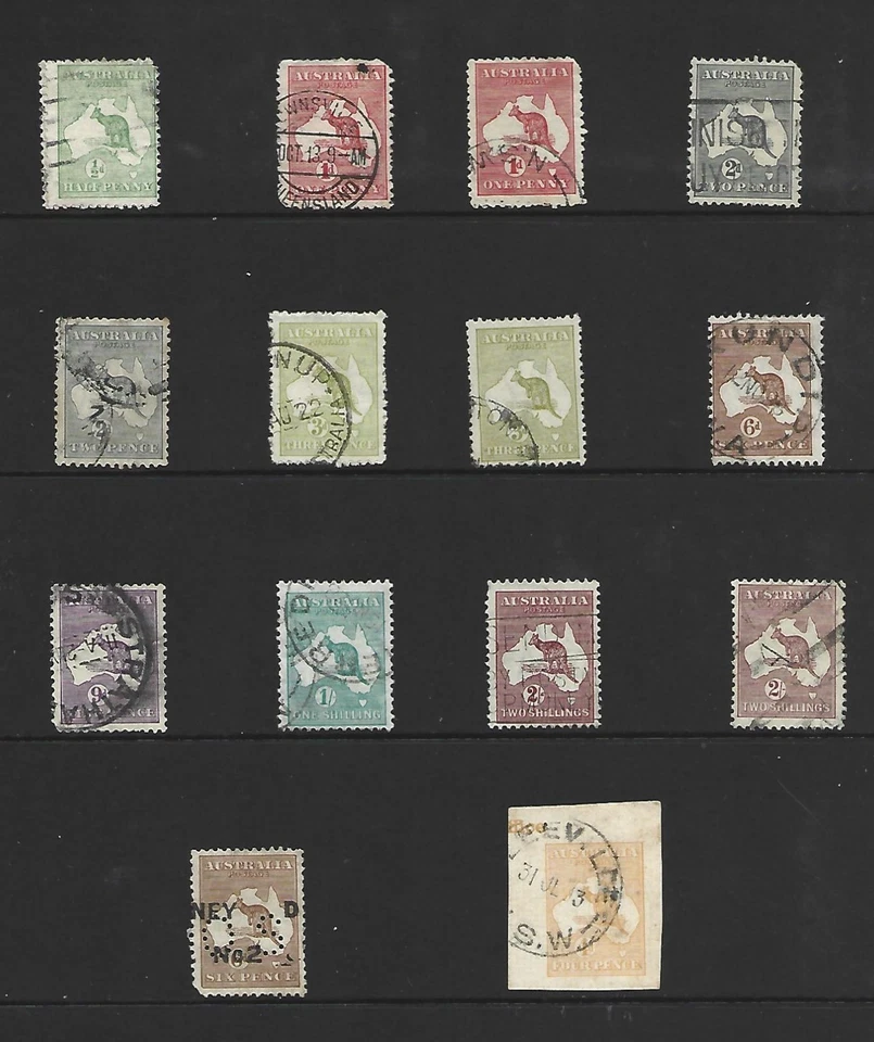 Selection 14  Australian Kangaroo Stamps Used - Image 1 of 1