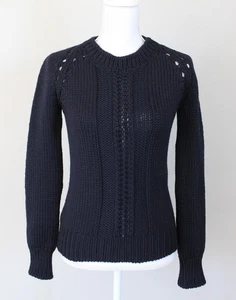 M. PATMOS 100% Merino Wool Chunky Thick Knit Navy Blue Sweater, Size XS - Picture 1 of 6