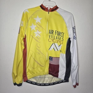 VTG Mens USA AirForce Villages Cycling Jersey Large Long Sleeve Pockets Full Zip - Picture 1 of 11