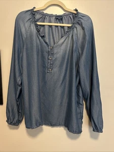 J Jill Denim Popover Bluse Denim Fade Größe L - Bild 1 von 6