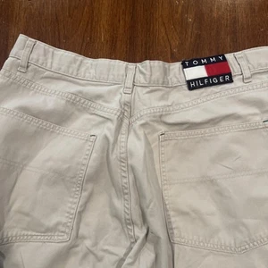 Pantalones de mezclilla holgados de skater con logotipo Y2K Big Flag Tommy Hilfiger para hombre 36x33 caqui cargo - Imagen 1 de 12