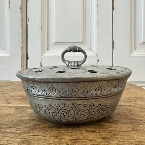 Vintage Potpourri Flower Holder Lidded Pot Fein Zinn Pewter - Picture 1 of 4