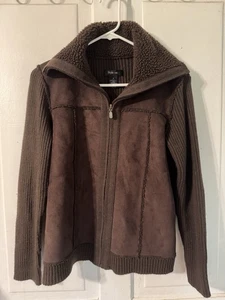 Style & Co Women’s Faux Suede Knit Sweater Jacket - Brown - Size Medium - Picture 1 of 3