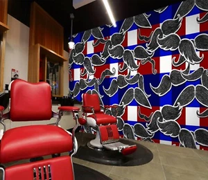 3D Rot Blau C817 Haarschnitt Barber Shop Tapete Wandbild Fototapete Vera 23 - Picture 1 of 11