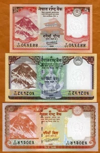 Set Nepal, 5-10-20 Rupees, 2020 P-76-77-78-New UNC New date and Signature - Picture 1 of 2