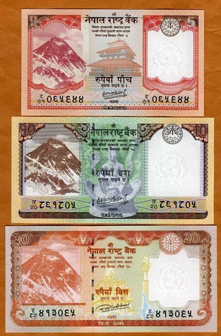 Set Nepal, 5-10-20 Rupees, 2020 P-76-77-78-New UNC New date and Signature Cover
