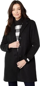 Calvin Klein V7211 Womens Black Plus Size Womens Single Breasted Peacoat Size 2X - Picture 1 of 7