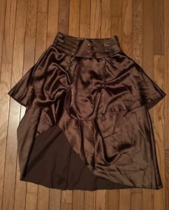 Women’s Regular M Costume Brown Satin Knee Length Victorian Steampunk Skirt - Picture 1 of 3