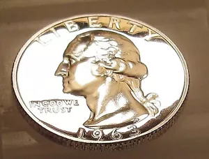 1963 Gem Proof Quarter 90% EYE CANDY Blazing Mirrored Surfaces #111 ~ 2 - Picture 1 of 2