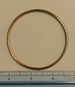 Gold Colored Ridged Skinny Bangle 3 3/4"i.d. (s) - Picture 1 of 3