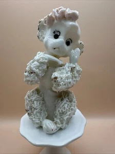 Vintage Porcelain Spaghetti Figurine 5" Pink Flowers MCM 1950's - Picture 1 of 5