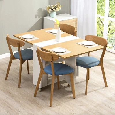 Drop Leaf Dining Table Small Breakfast Room Folding Space Saving Modern Kitchen - Image 1 of 4