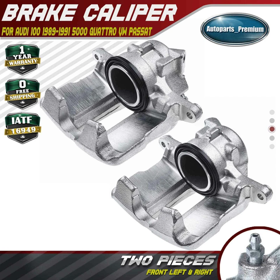 2x Brake Calipers w/o Bracket for Audi 80 90 100 Volkswagen Passat Front Side - Image 1 of 4